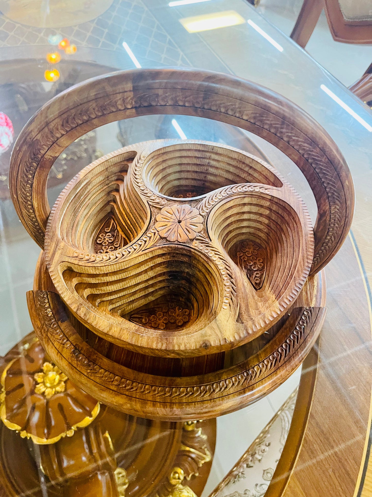 Handmade 12”, collapsible 4 paisley basket